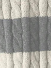 V Neck Striped Colorblock Cable Knit Sweater