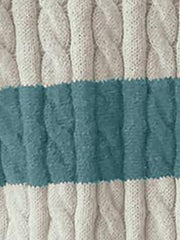 V Neck Striped Colorblock Cable Knit Sweater