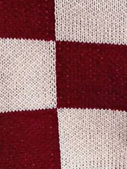 Colorblocked Checkered Long Sleeve Pullover Knit Sweater