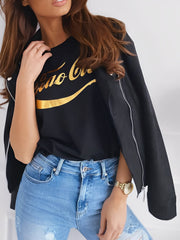 Notched Lapel Zip-Up Long Sleeves Faux Suede Jacket
