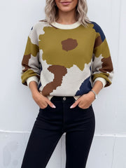 Crew Neck Long Sleeve Knit Pullover Sweater