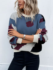 Crew Neck Long Sleeve Knit Pullover Sweater