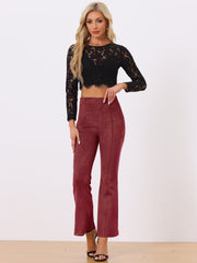 Faux Suede Wide Leg Casual Business Flared Bell Pants
