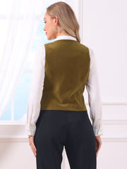 Retro Velvet Waistcoat V Neck Sleeveless Racerback Steampunk Vest
