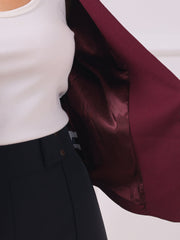 Collarless Solid Color Cropped Office Blazer Jacket