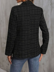 Notched Lapel Double Breasted Tweed Blazer