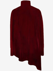 Turtleneck Velvet Long Sleeves Irregular Hem Blouse