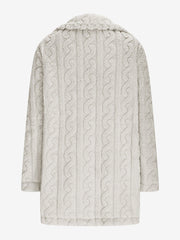 Notched Lapel Double-Breasted Mid-Length Faux Fur Jacket