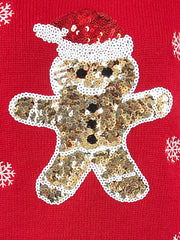 Christmas Sequined Deer Crew Neck Knit Sweater