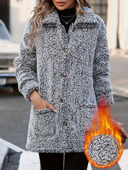 Loose Fit Collared Button Down Mid-Length Faux Fur Coat