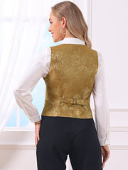 Vintage Button Up Jacquard Steampunk Waistcoat Suit Vest