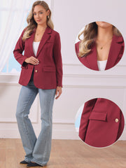 Notched Lapel Long Sleeve Single Breasted Work Blazer