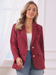 Notched Lapel Long Sleeve Single Breasted Work Blazer