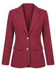 Notched Lapel Long Sleeve Single Breasted Work Blazer
