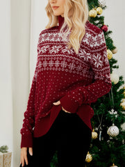 Turtleneck Christmas Snowflake Knitted Ski Sweater