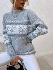 Women's Turtleneck Snowflake Sweater