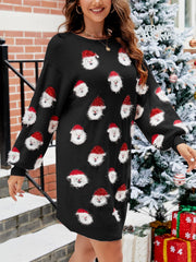 Christmas Santa Claus Puff Sleeves Sweater Dress