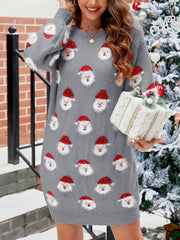 Christmas Santa Claus Puff Sleeves Sweater Dress