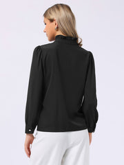 Ruffled Button Down Long Sleeve Work Shirts
