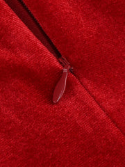 Christmas Velvet V Neck Long Sleeves Midi A-Line Dress