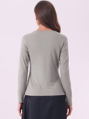 Women's Tie Front Knit Ruffled Long Sleeve Open Cardigan