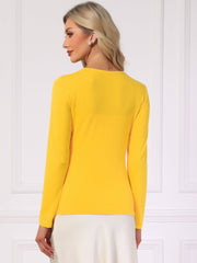 Women's Tie Front Knit Ruffled Long Sleeve Open Cardigan