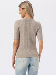 Short Sleeve Crew Neck Knit Casual Sweater Top
