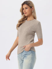 Short Sleeve Crew Neck Knit Casual Sweater Top