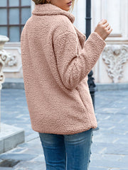 Notched Lapel Double Breasted Fleece Jacket