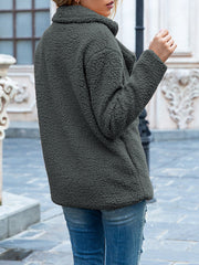 Notched Lapel Double Breasted Fleece Jacket