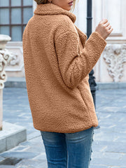 Notched Lapel Double Breasted Fleece Jacket