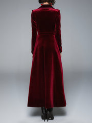 Vintage Notched Lapel Velvet Maxi Length A-Line Jacket