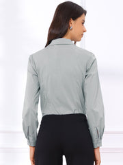 Long Sleeve Leotard Shirt Business Work Button Down Bodysuit