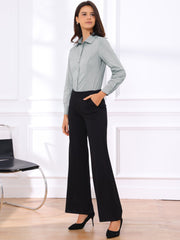 Long Sleeve Leotard Shirt Business Work Button Down Bodysuit