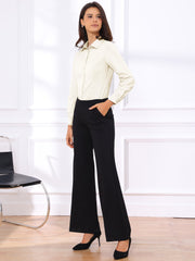 Long Sleeve Leotard Shirt Business Work Button Down Bodysuit