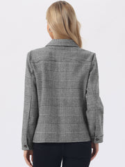 Casual Lapel Long Sleeve Plaid Button Down Jacket