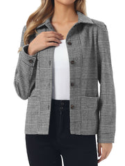 Casual Lapel Long Sleeve Plaid Button Down Jacket