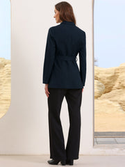 Long Sleeve Collared Business Casual Belted Work Blazer