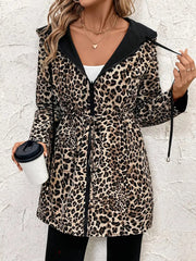 Reversible Hooded Zipper Printed Pockets Jacket