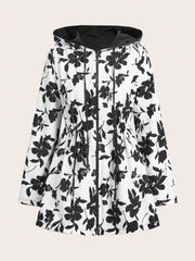 Reversible Hooded Zipper Printed Pockets Jacket