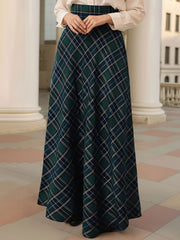 Christmas Plaid Pockets A-line Maxi Skirt