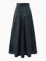 Christmas Plaid Pockets A-line Maxi Skirt