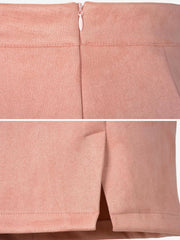 Faux Suede Zipper Bodycon Mini Skirt