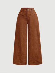 Corduroy Casual High Waisted Loose Fitting Wide Legs Pants
