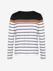 Round Neck Long Sleeve Striped Top