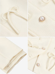 Collarless Long Sleeves Bow Decor Cropped Jacket