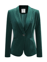Solid Shawl Collar Single Button Velvet Blazer