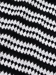 Striped Round Neck Thick Knitted Below-the-knee Dress