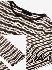 Striped Round Neck Thick Knitted Below-the-knee Dress