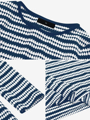 Striped Round Neck Thick Knitted Below-the-knee Dress